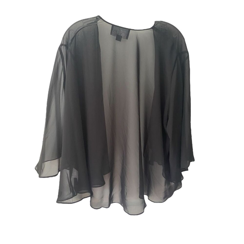 Alex Evenings Black Sheer Chiffon Cape Size 2X NWT